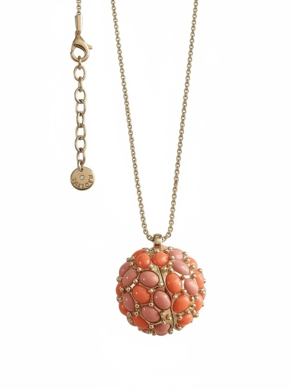 Talbots Cluster Globe Necklace - Coral And Blush